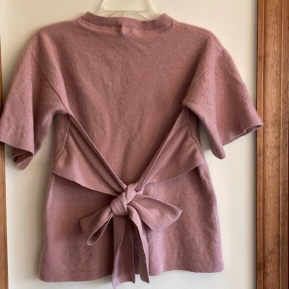 TED BAKER of LONDON Cashmere Blend Short Sleeve Tie Waist Pink Sweater L - Picture 7 of 15